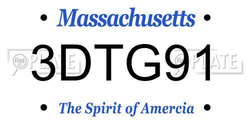 3DTG91 Massachusetts License Plate