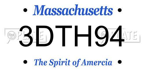 3DTH94 Massachusetts License Plate