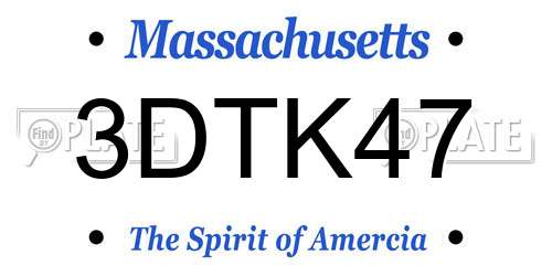 3DTK47 Massachusetts License Plate