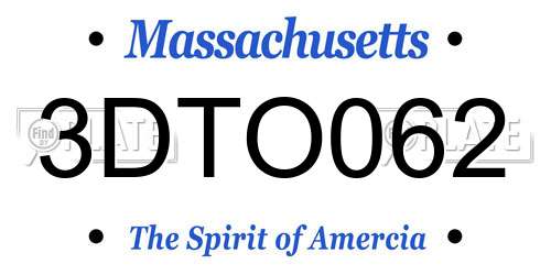 3DTO062 Massachusetts License Plate