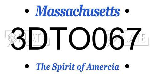 3DTO067 Massachusetts License Plate