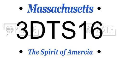 3DTS16 Massachusetts License Plate