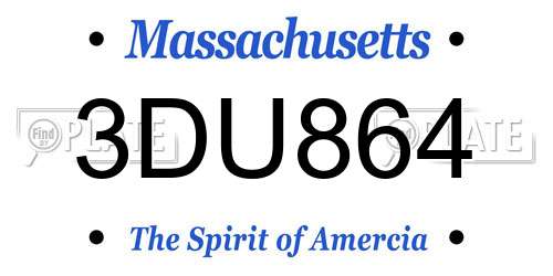 3DU864 Massachusetts License Plate