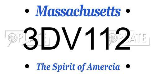 3DV112 Massachusetts License Plate