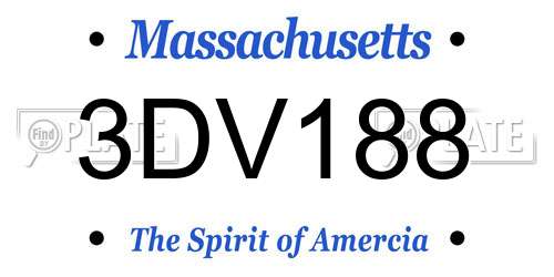 3DV188 Massachusetts License Plate