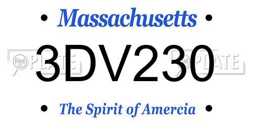 3DV230 Massachusetts License Plate