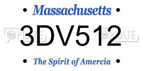 3DV512 Massachusetts License Plate