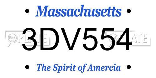 3DV554 Massachusetts License Plate