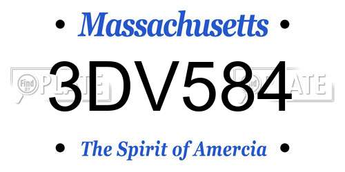 3DV584 Massachusetts License Plate