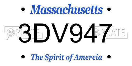 3DV947 Massachusetts License Plate