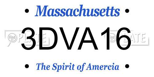 3DVA16 Massachusetts License Plate