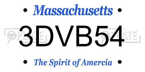 3DVB54 Massachusetts License Plate