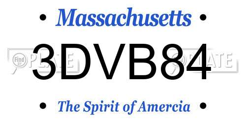 3DVB84 Massachusetts License Plate