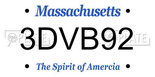 3DVB92 Massachusetts License Plate
