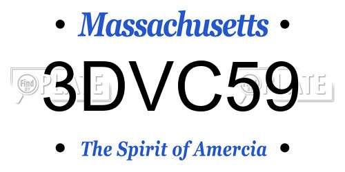 3DVC59 Massachusetts License Plate