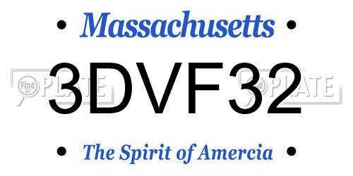 3DVF32 Massachusetts License Plate