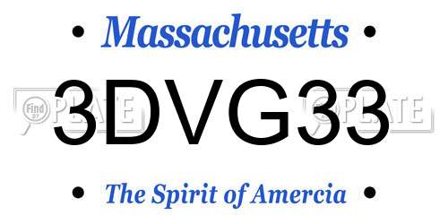 3DVG33 Massachusetts License Plate