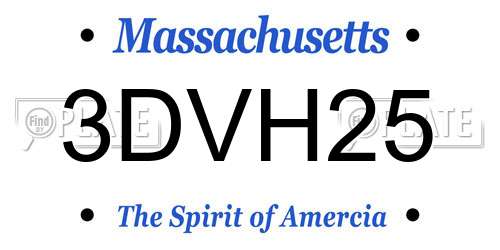 3DVH25 Massachusetts License Plate