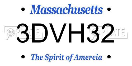 3DVH32 Massachusetts License Plate