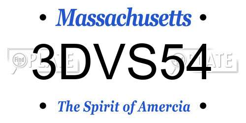 3DVS54 Massachusetts License Plate