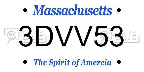 3DVV53 Massachusetts License Plate