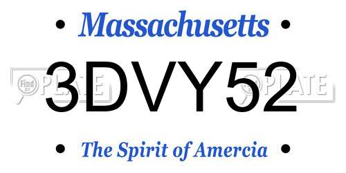 3DVY52 Massachusetts License Plate