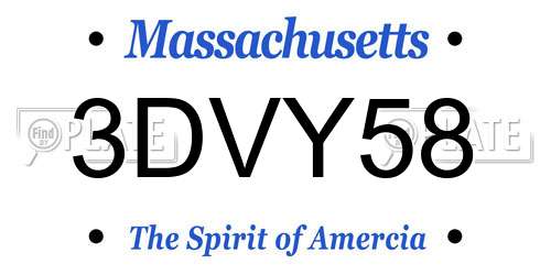 3DVY58 Massachusetts License Plate