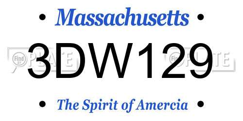 3DW129 Massachusetts License Plate