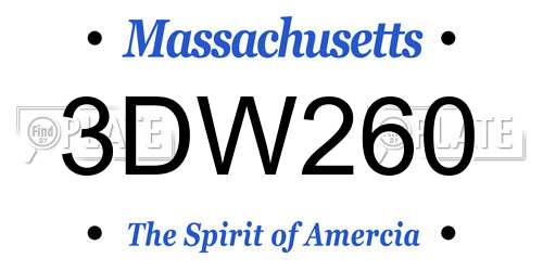 3DW260 Massachusetts License Plate