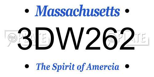 3DW262 Massachusetts License Plate