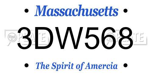 3DW568 Massachusetts License Plate