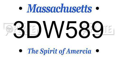 3DW589 Massachusetts License Plate