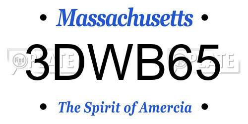 3DWB65 Massachusetts License Plate