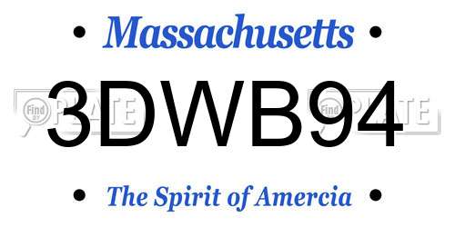 3DWB94 Massachusetts License Plate