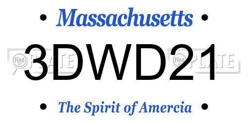 3DWD21 Massachusetts License Plate