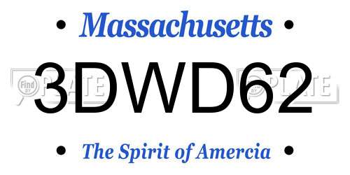 3DWD62 Massachusetts License Plate