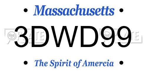 3DWD99 Massachusetts License Plate