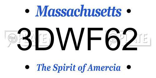 3DWF62 Massachusetts License Plate