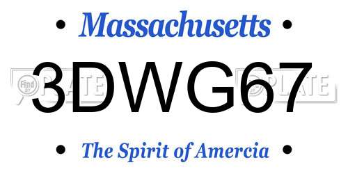 3DWG67 Massachusetts License Plate