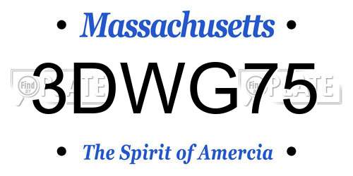 3DWG75 Massachusetts License Plate
