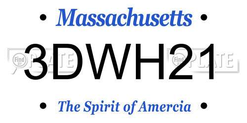 3DWH21 Massachusetts License Plate