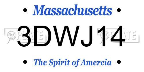 3DWJ14 Massachusetts License Plate