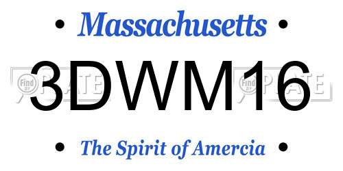 3DWM16 Massachusetts License Plate