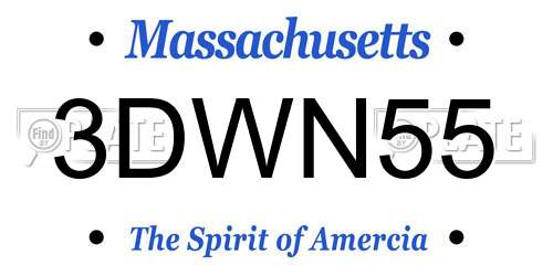 3DWN55 Massachusetts License Plate