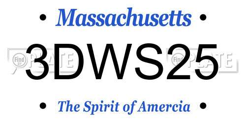 3DWS25 Massachusetts License Plate