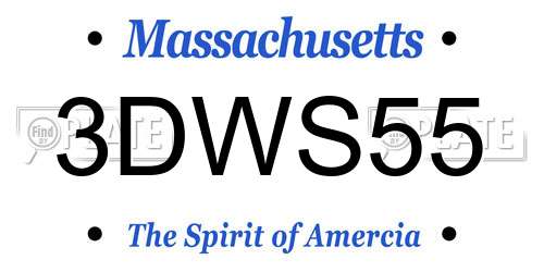 3DWS55 Massachusetts License Plate