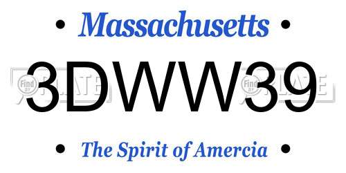 3DWW39 Massachusetts License Plate