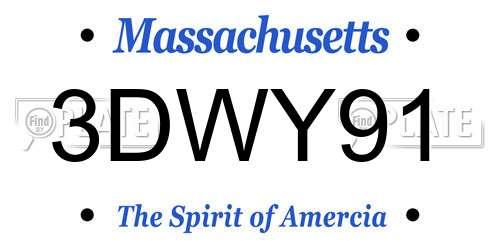 3DWY91 Massachusetts License Plate