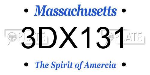 3DX131 Massachusetts License Plate