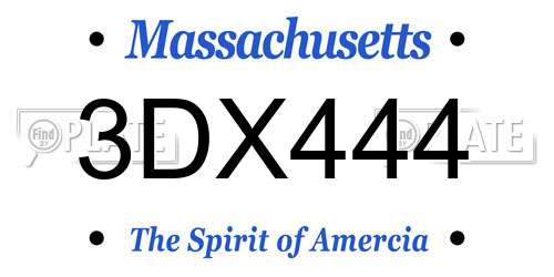 3DX444 Massachusetts License Plate